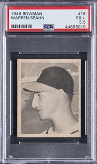 1948 Bowman #18 Warren Spahn Rookie Card - PSA EX+ 5.5
